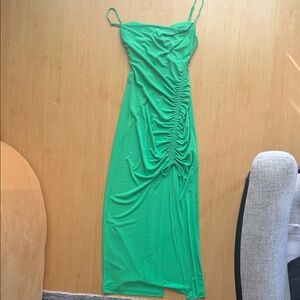 Zara Strapless Green Dress with Ruched Detail
